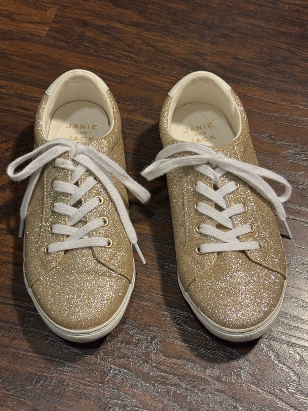 Janie and Jack Gold Glitter Lace-Up Sneakers